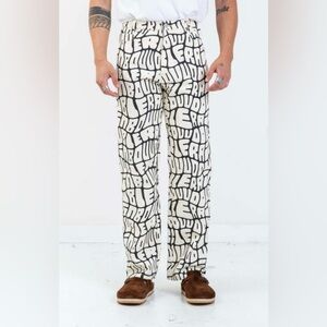 Double Rainbouu Men’s Size XL Cream Black Lava Logo Straight Leg Party Jean Pant